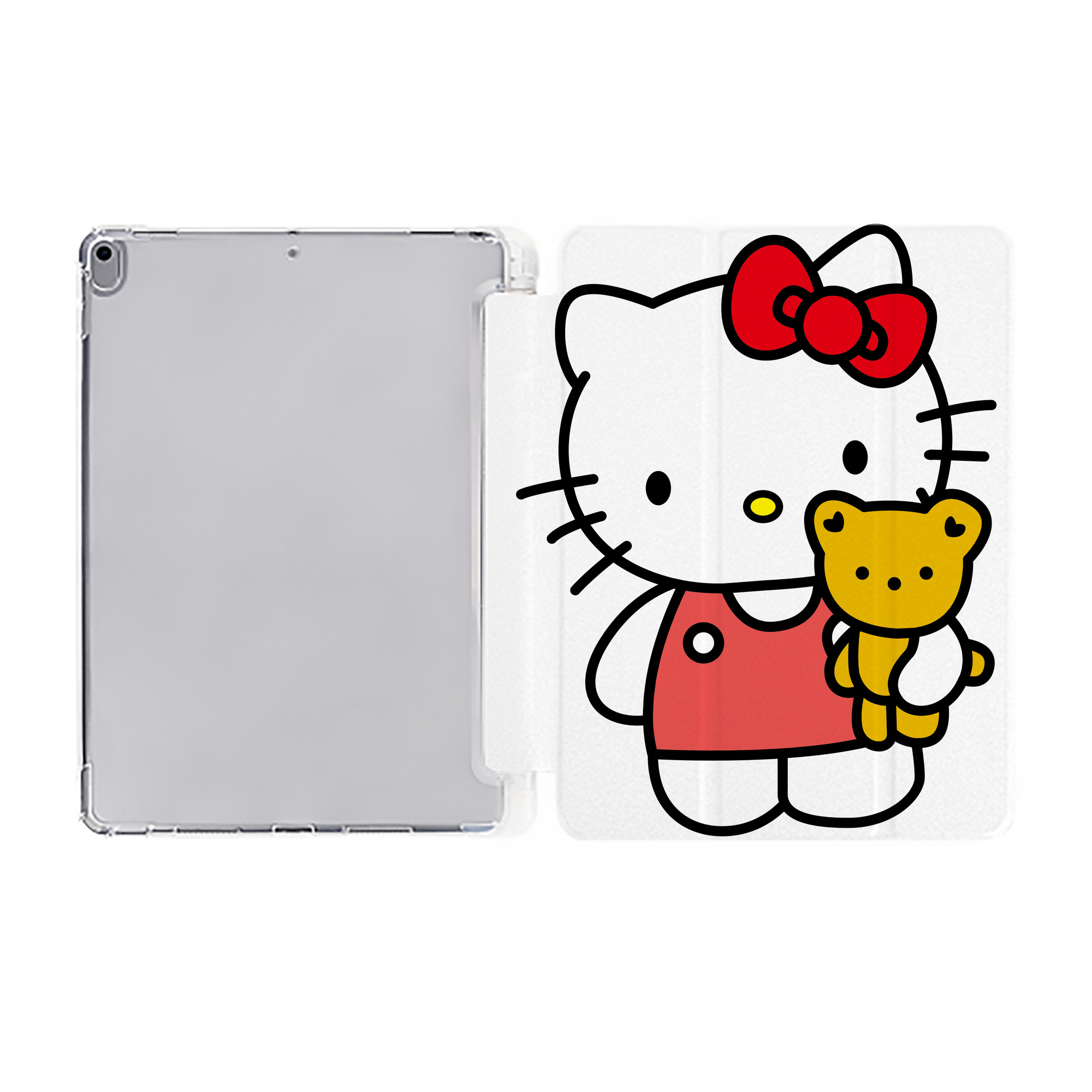 （画像用） Hello Kitty ハローキティ IPad ケース ペン収納付き 三つ折りスタンド PUレザー×シリコン 対応機種9.5/10.5/10.9インチ